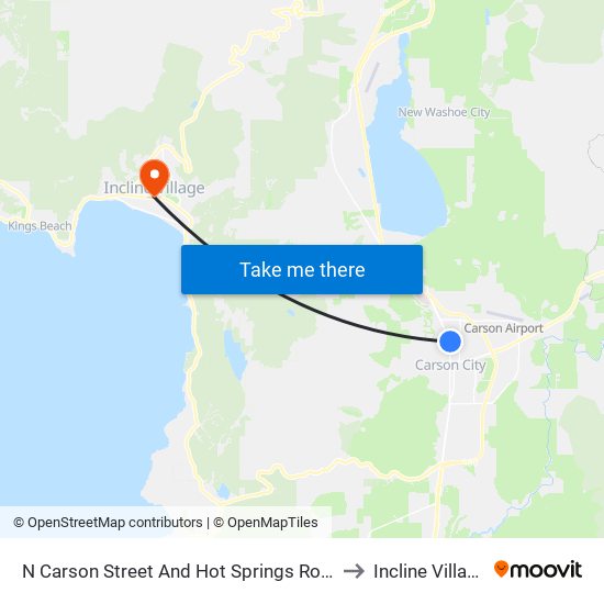 N Carson Street And Hot Springs Road to Incline Village map