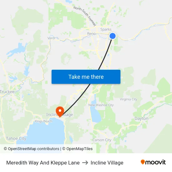 Meredith Way And Kleppe Lane to Incline Village map