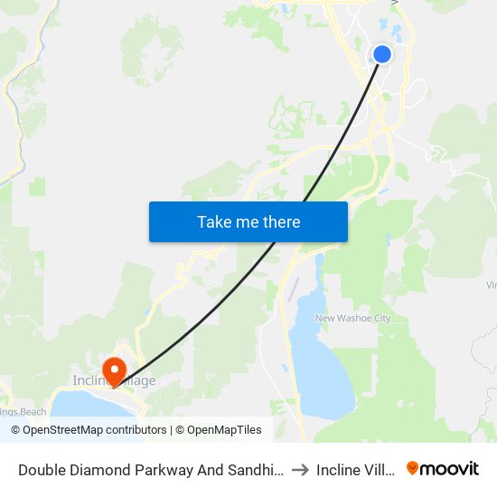 Double Diamond Parkway And Sandhill Road to Incline Village map