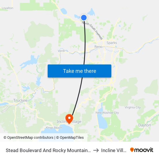 Stead Boulevard And Rocky Mountain Street to Incline Village map