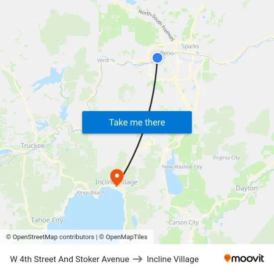 W 4th Street And Stoker Avenue to Incline Village map