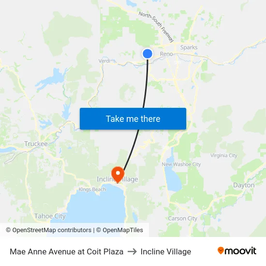 Mae Anne Avenue at Coit Plaza to Incline Village map