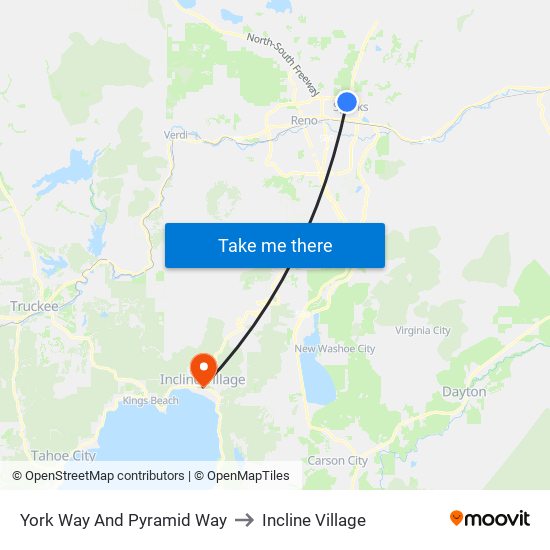 York Way And Pyramid Way to Incline Village map