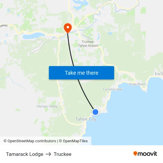 Tamarack Lodge to Truckee map