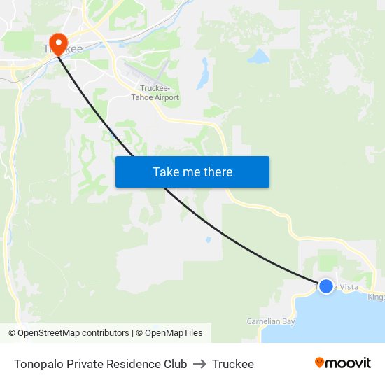 Tonopalo Private Residence Club to Truckee map