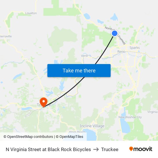 N Virginia Street at Black Rock Bicycles to Truckee map