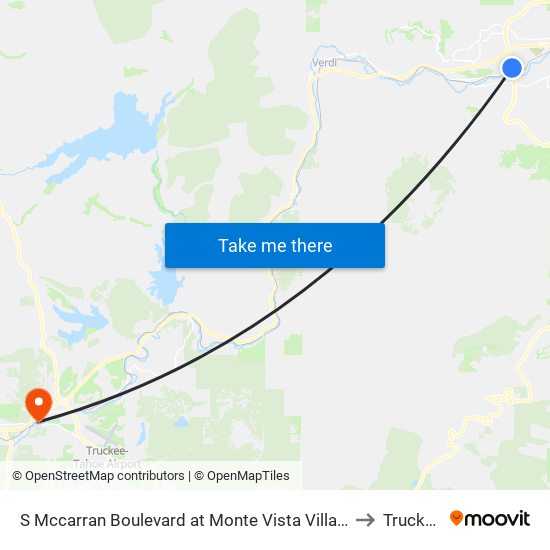 S Mccarran Boulevard at Monte Vista Village to Truckee map