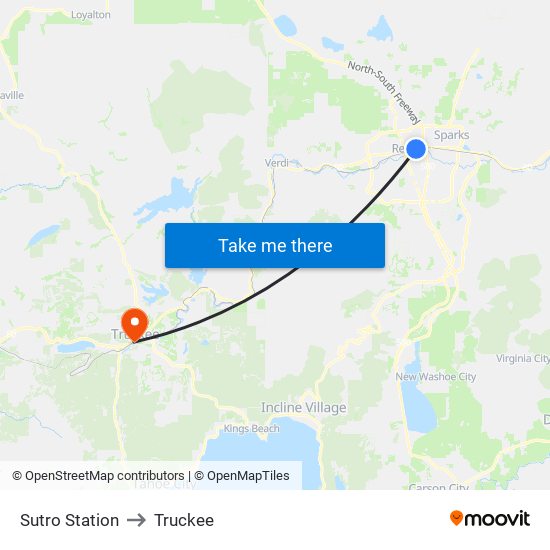 Sutro Station to Truckee map