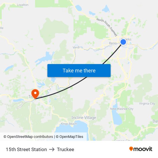 15th Street Station to Truckee map