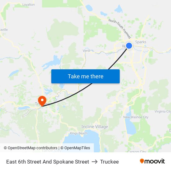 East 6th Street And Spokane Street to Truckee map