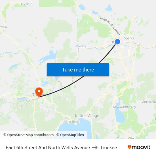 East 6th Street And North Wells Avenue to Truckee map