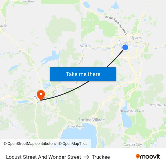 Locust Street And Wonder Street to Truckee map