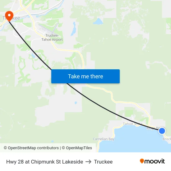 Hwy 28 at Chipmunk St Lakeside to Truckee map