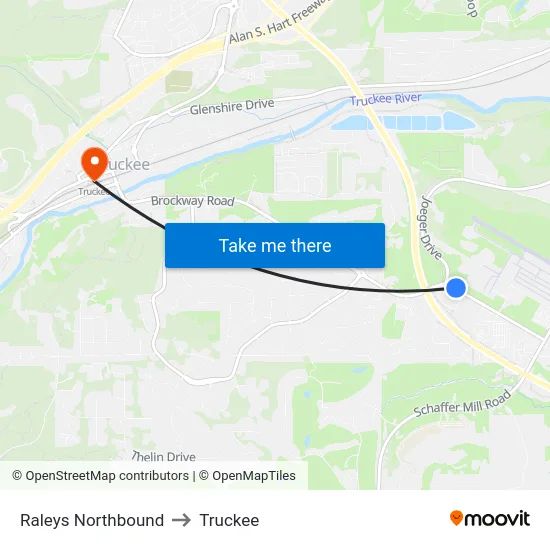 Raleys Northbound to Truckee map