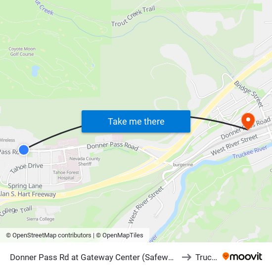 Donner Pass Rd at Gateway Center (Safeway Bus Shelter) to Truckee map