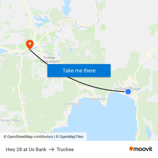 Hwy 28 at Us Bank to Truckee map