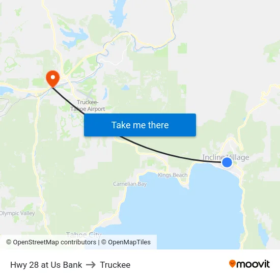Hwy 28 at Us Bank to Truckee map