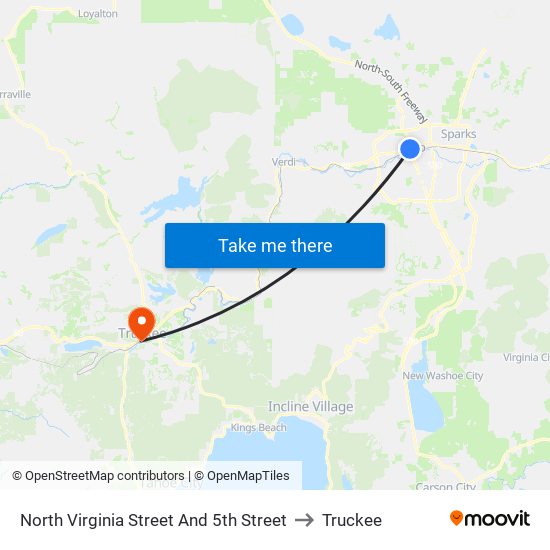 North Virginia Street And 5th Street to Truckee map