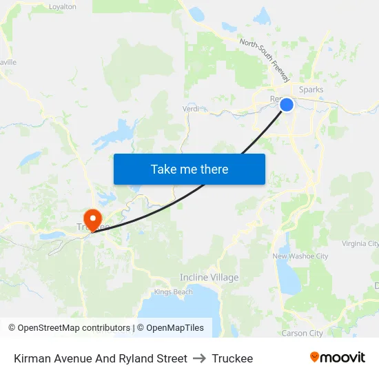 Kirman Avenue And Ryland Street to Truckee map