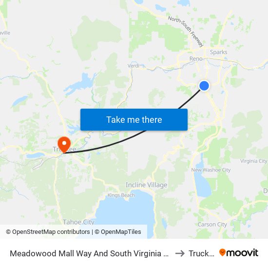 Meadowood Mall Way And South Virginia Street to Truckee map