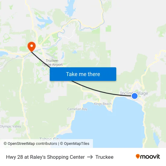 Hwy 28 at Raley's Shopping Center to Truckee map