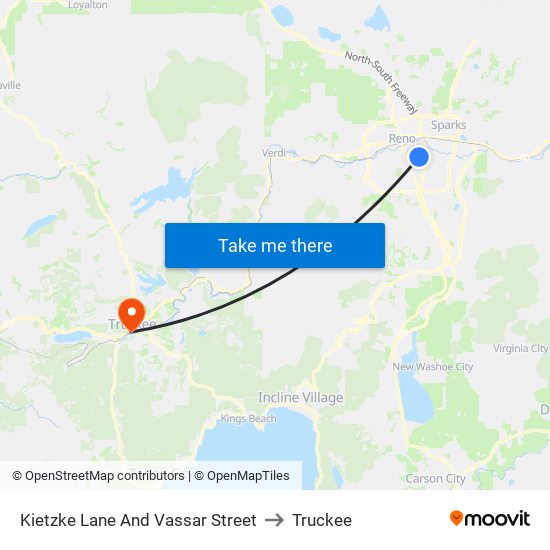 Kietzke Lane And Vassar Street to Truckee map