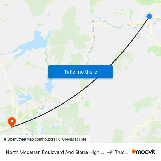 North Mccarran Boulevard And Sierra Highlands Drive to Truckee map