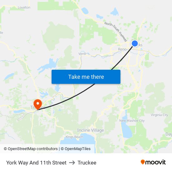 York Way And 11th Street to Truckee map