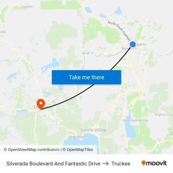 Silverada Boulevard And Fantastic Drive to Truckee map