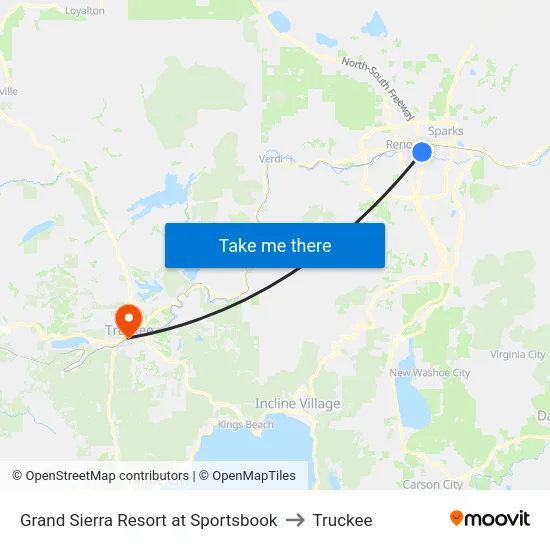 Grand Sierra Resort at Sportsbook to Truckee map