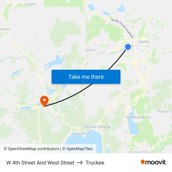 W 4th Street And West Street to Truckee map