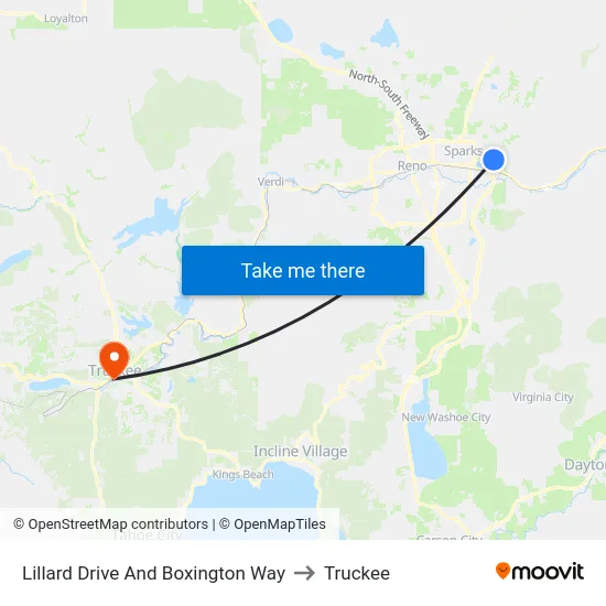 Lillard Drive And Boxington Way to Truckee map