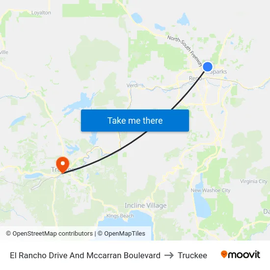 El Rancho Drive And Mccarran Boulevard to Truckee map