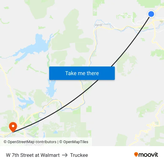 W 7th Street at Walmart to Truckee map