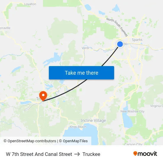 W 7th Street And Canal Street to Truckee map