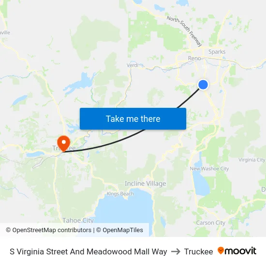 S Virginia Street And Meadowood Mall Way to Truckee map