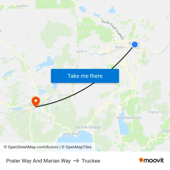 Prater Way And Marian Way to Truckee map