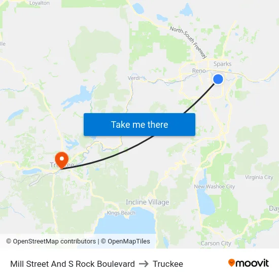 Mill Street And S Rock Boulevard to Truckee map