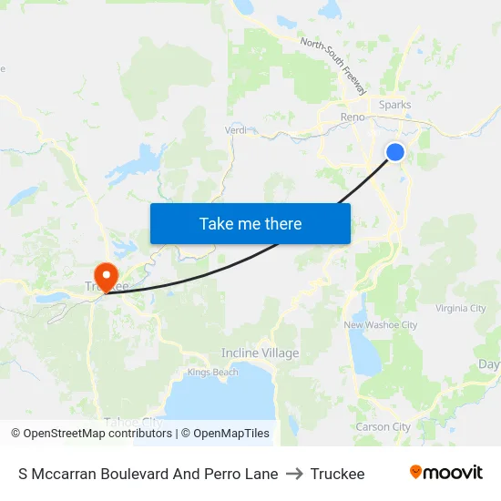 S Mccarran Boulevard And Perro Lane to Truckee map