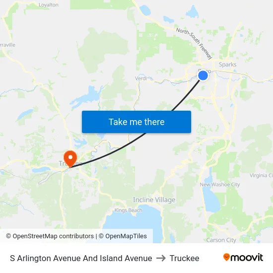 S Arlington Avenue And Island Avenue to Truckee map