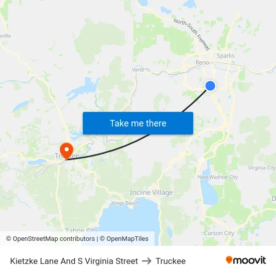 Kietzke Lane And S Virginia Street to Truckee map