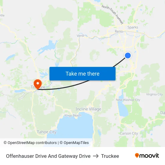 Offenhauser Drive And Gateway Drive to Truckee map