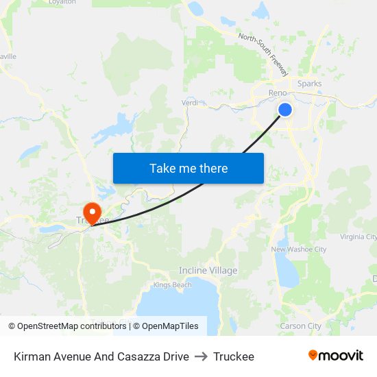 Kirman Avenue And Casazza Drive to Truckee map