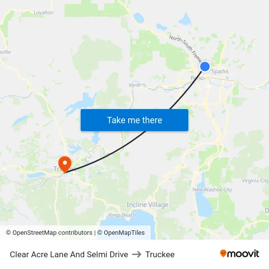 Clear Acre Lane And Selmi Drive to Truckee map