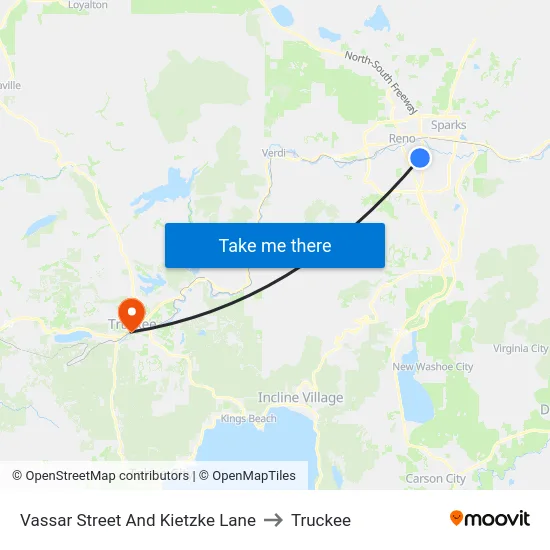 Vassar Street And Kietzke Lane to Truckee map