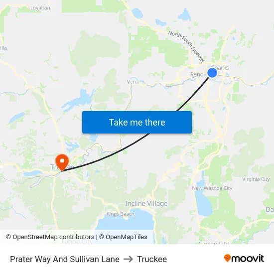 Prater Way And Sullivan Lane to Truckee map