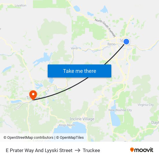 E Prater Way And Lyyski Street to Truckee map