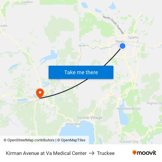 Kirman Avenue at Va Medical Center to Truckee map