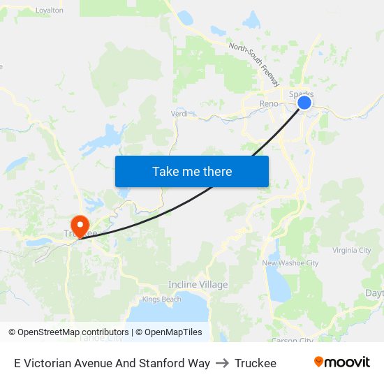 E Victorian Avenue And Stanford Way to Truckee map