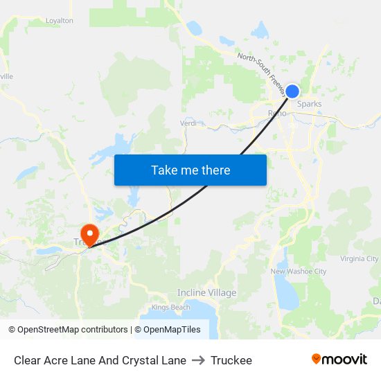 Clear Acre Lane And Crystal Lane to Truckee map